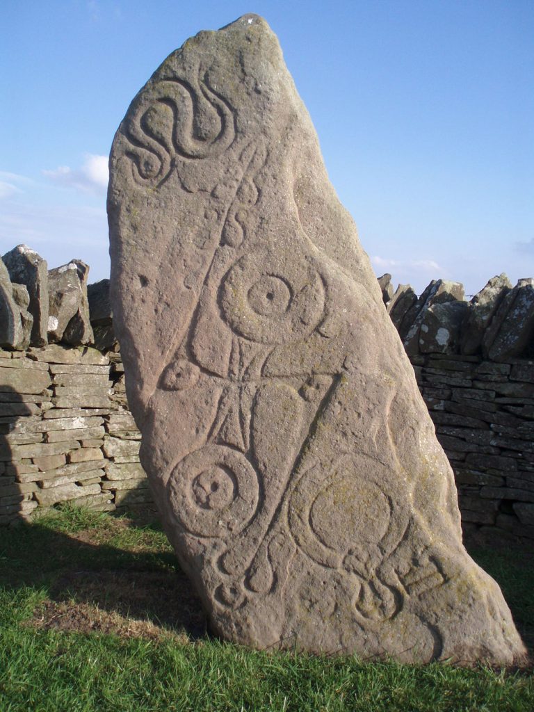 stone carving by the picts depicting aquatic serpent