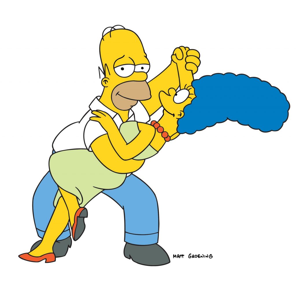 homer simpson and marge simpson dancing
