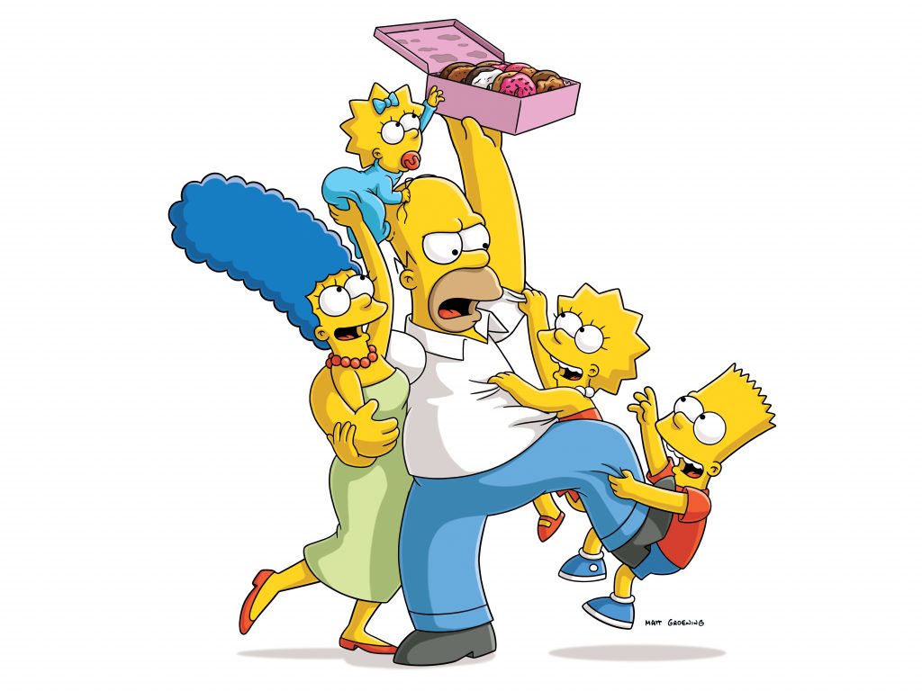 the simpsons fighting over donuts